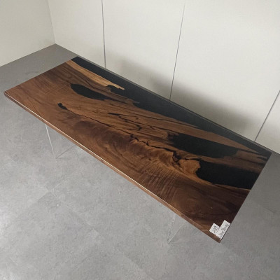 Iessdësch Black River Table Echt Holz Flossendësch 221x91cm Dëscher