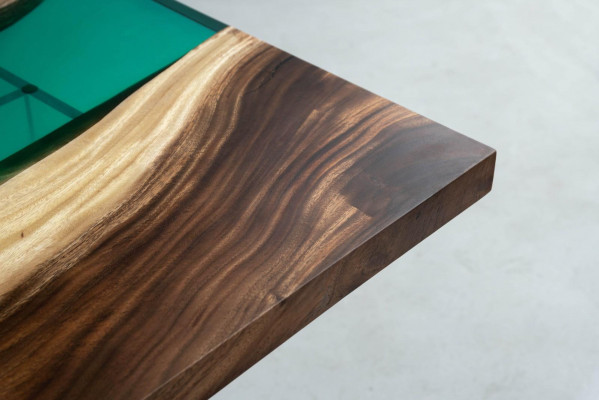 Epoxidharz Iessdësch River Table Echt Holz Massiv Dëscher 220x90