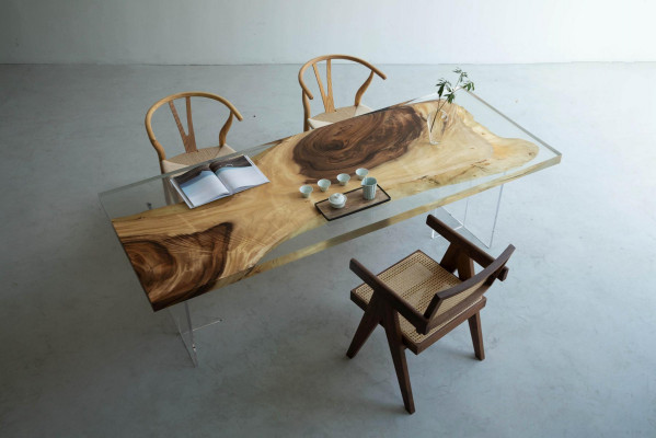 Epoxidharz Iessdësch River Table Massiv Dëscher 200x90 Flossdësch Nei