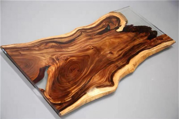 Epoxidharz Iessdësch River Table Eechte Holz Massiv Dëscher 200x90