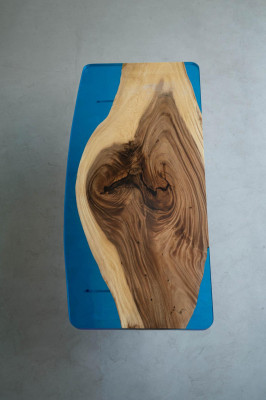 Iessdësch Blue River Table Echt Holz 200x90 Dëscher Epoxidharz Nei