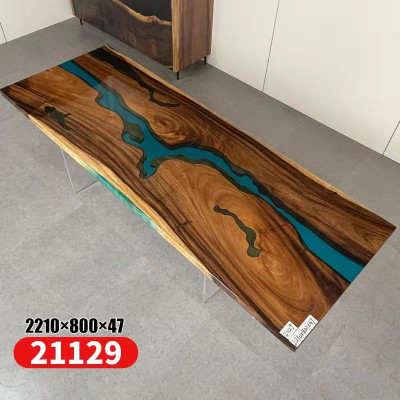 Epoxy Harz Iessdësch an Echt Holz, Massiv Holz Miwwel, Dekor Waasserfall Epoxy Dësch