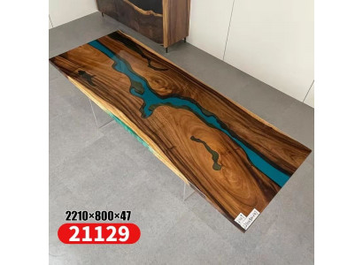 Epoxy Harz Iessdësch an Echt Holz, Massiv Holz Miwwel, Dekor Waasserfall Epoxy Dësch