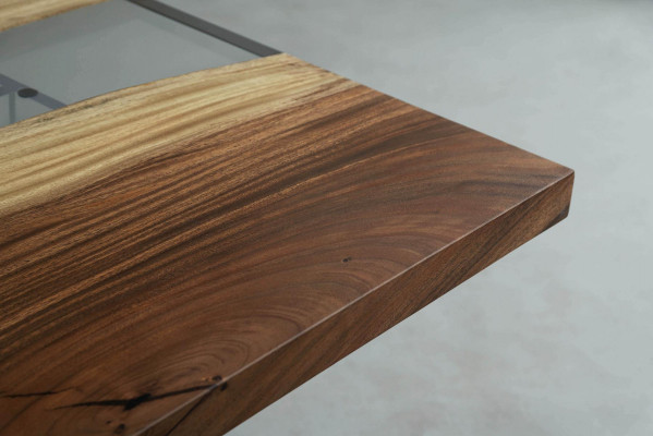 Iessdësch River Table Massiv Stillen 220x80 Flossdësch Mier Waasserfall