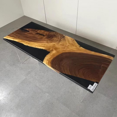Iessdësch Epoxyharz Massiv Dëscher 201x81 cm Flossdësch Richtegt Holz