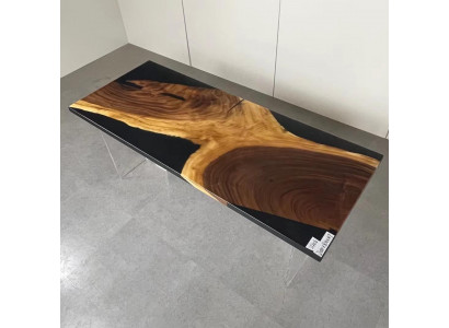 Iessdësch Epoxyharz Massiv Dëscher 201x81 cm Flossdësch Richtegt Holz