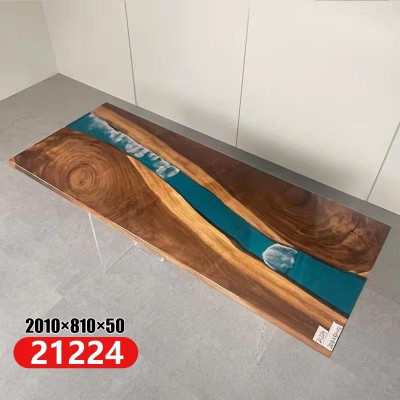 Epoxyharz Iessdësch River Table Massiv 201x81 Flossdësch Nei Echt Holz