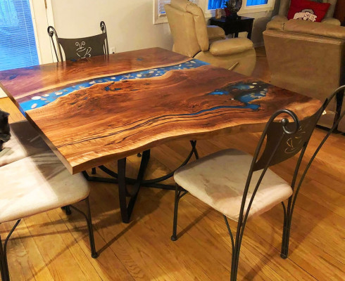 Moossfabrikatioun Dësch Epoxyharz Epoxy Resin Floss Eesch Holz Präis 1m² Dëscher