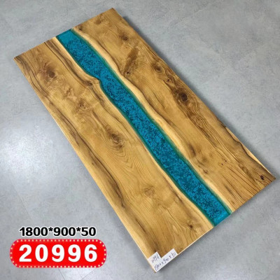 Echtes Holz Waasserfall Dësch Epoxidhars Dëscher Iessdësch Epoxy Massiv