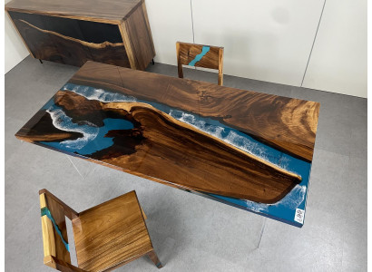 Iessdësch River Table Dësch Holz Flossdësch 180x90 Massiv Dëscher