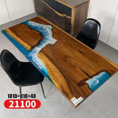 Iessdësch Design Dësch Modern Mier Floss Deko Miwwelen 181x81 Epoxid