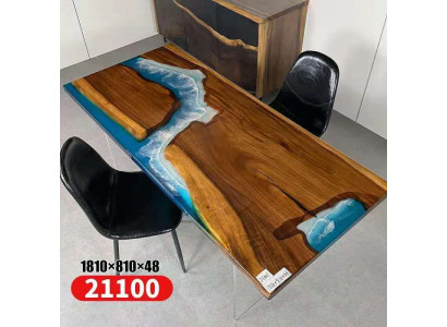 Iessdësch Design Dësch Modern Mier Floss Deko Miwwelen 181x81 Epoxid