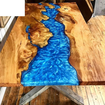 Couchtisch River Table Echt Holz Flësstësch 120x90 Massiv Dëscher