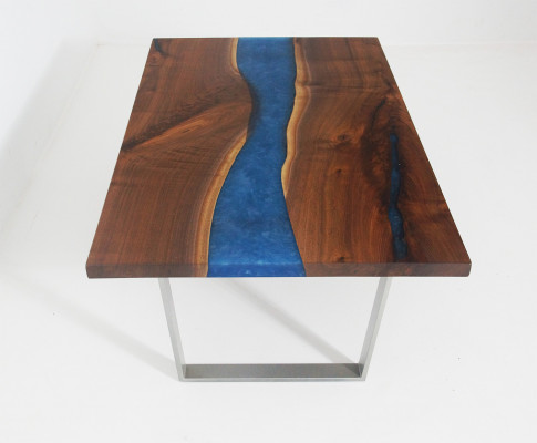 Designer Niewentisch Couchtisch Epoxy Miwwelen Dësch Couchtisch Epoxidharz Dëscher