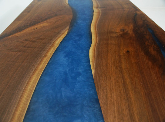 Designer Niewentisch Couchtisch Epoxy Miwwelen Dësch Couchtisch Epoxidharz Dëscher