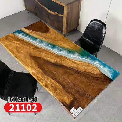 Iessdësch Design Dësch Modern Mier Floss Miwwelen 161x81 Epoxy