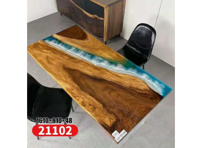Iessdësch Design Dësch Modern Mier Floss Miwwelen 161x81 Epoxy