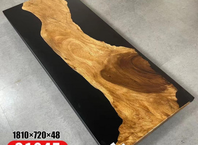 Dësch Epoxid Harz Iessdësch Eechte Holz Massiv Miwwelen Waasserfall Epoxy