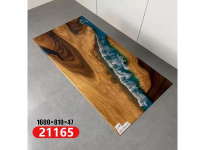 Iessdësch River Table Massiv Dëscher 160x81 Flossdësch Mier Waasserfall