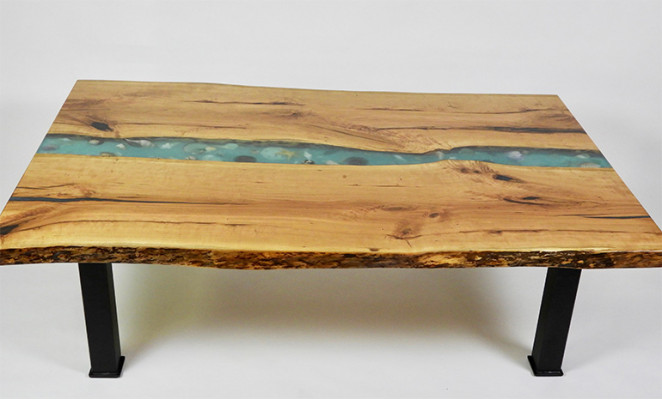 Niewentisch Salontisch Epoxy Miwwelen Designer Dësch Epoxidharz Dëscher 120x70cm
