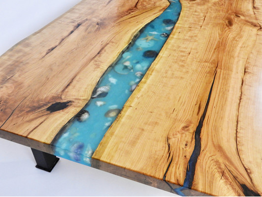 Niewentisch Salontisch Epoxy Miwwelen Designer Dësch Epoxidharz Dëscher 120x70cm