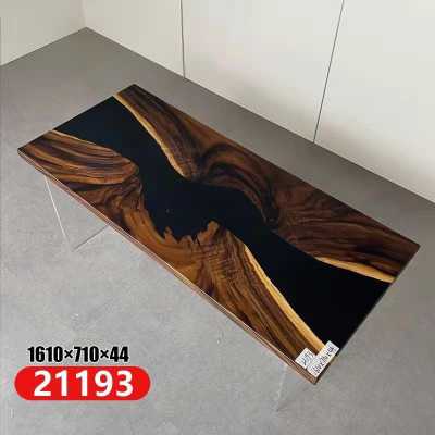 Epoxyharz Iessdësch Eechte Holz Massiv Miwwelen Waasserfall Epoxy Dësch