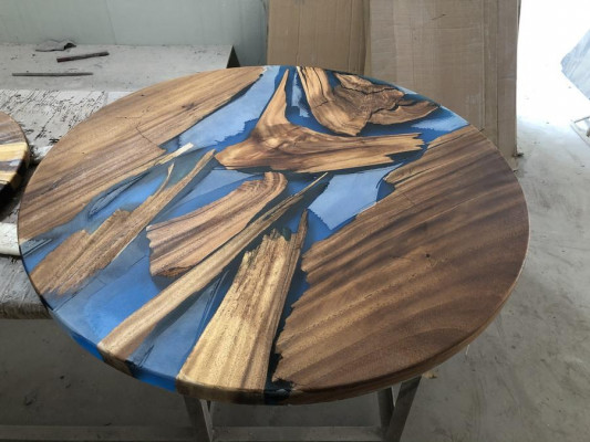 Ronn Dëscher Iessdësch Design Dësch Modern Mier Floss Miwwelen 90 cm