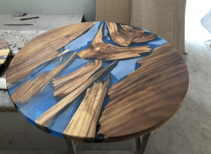 Ronn Dëscher Iessdësch Design Dësch Modern Mier Floss Miwwelen 90 cm