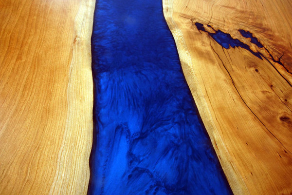 Moossgepressten Dësch Epoxidharz Epoxy Floss Richtegt Holz Präis 1qm Dëscher Harz