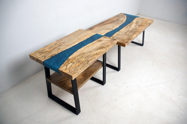 Moossaarbecht Dësch Epoxidharz Epoxy Resin Floss Eechte Holz Präis 1qm Dëscher