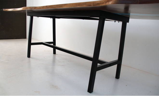 Echtes Holz Waasserfall Dësch Epoxid Dëscher Harz Iessdësch Epoxy Massiv