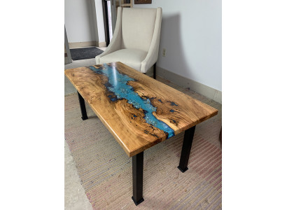 Couchtisch River Table Echt Holz Flossdësch Dekorativ Massiv Epoxidharz