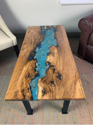 Couchtisch River Table Echt Holz Flossdësch Dekorativ Massiv Epoxidharz