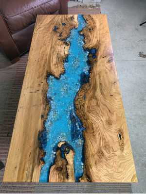 Couchtisch River Table Echt Holz Flossdësch Dekorativ Massiv Epoxidharz