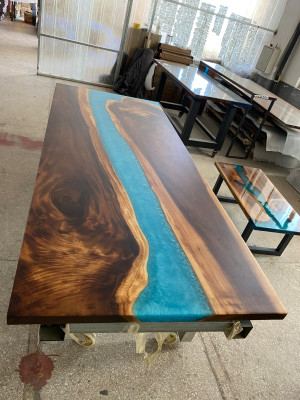 Dëscher Iessdësch Design Dësch Modern Mier Floss Miwwelen Dëscher Epoxid