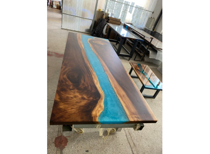 Dëscher Iessdësch Design Dësch Modern Mier Floss Miwwelen Dëscher Epoxid