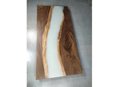 Waasserfall Epoxy Dësch Gossbarz Iessdësch Epoxidharz Eechte Holz Massiv