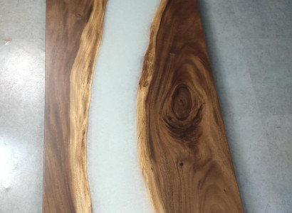 Waasserfall Epoxy Dësch Gossbarz Iessdësch Epoxidharz Eechte Holz Massiv