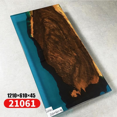 Couchtisch River Dëscht Epoxidharz Massive Dëscher 121x61 Flossdësch
