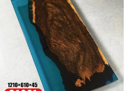 Couchtisch River Dëscht Epoxidharz Massive Dëscher 121x61 Flossdësch