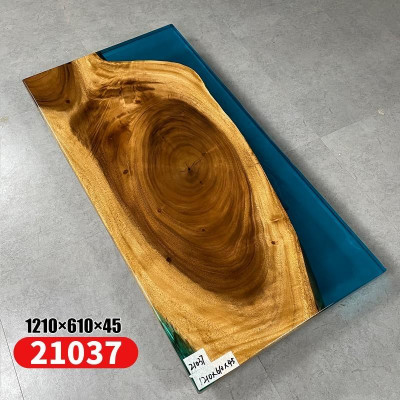 Couchtisch River Table Epoxidharz Massiv Dëscher 121x61 Flosstësch Eechten