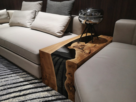 Couchtisch Handmade Designer Dësch Säitentësch Epoxidharz Dëscher