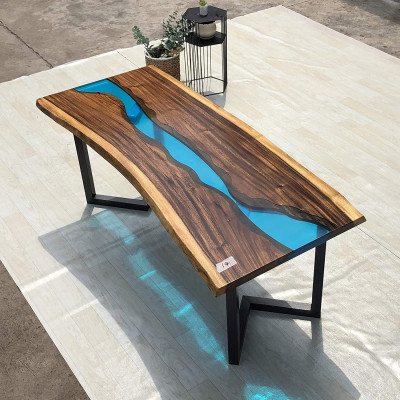 Epoxyharz Couchtisch River Table Echt Holz Massiv Dëscher 120x60