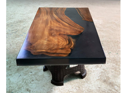 Couchtisch River Table Massiv Tëscher 100x60 Flossdësch Eechte Holz