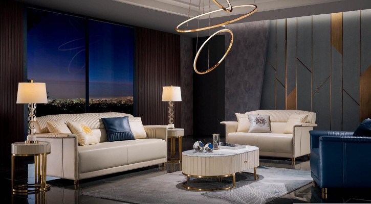Wunnzëmmer Designer-Sofa Sofa-Garnitur 3+2+1 Plaz Ledersofa Modernes