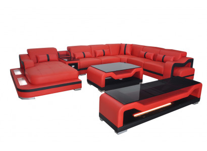Lieder Canapé Eckcouch Eckgarnitur Wunnlandschaft + RTV + Dësch + USB