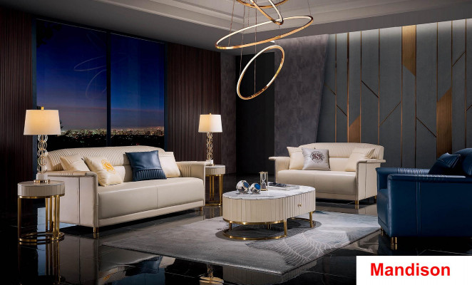 Modern Ledercanapé Polster Garnitur 2-stéck Set 3+2 Sëtz Wohnzimmer Sëtz