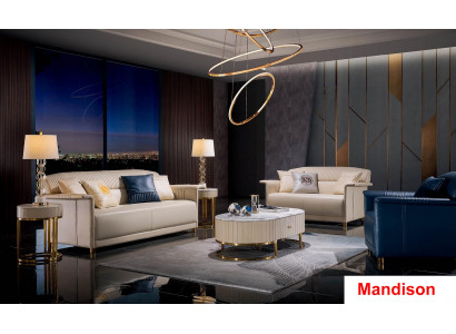 Modern Ledercanapé Polster Garnitur 2-stéck Set 3+2 Sëtz Wohnzimmer Sëtz