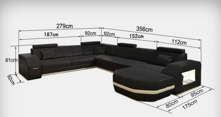 Lädersofa Couch Polster Eck Sëtz Garnitur Wunnlandschaft U-Form Dësch RTV Nei