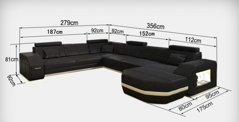 Lieder Sofa Canapé Polster Eckstëtz Garnitur Wunnlandschaft U-Form Canapee +USB